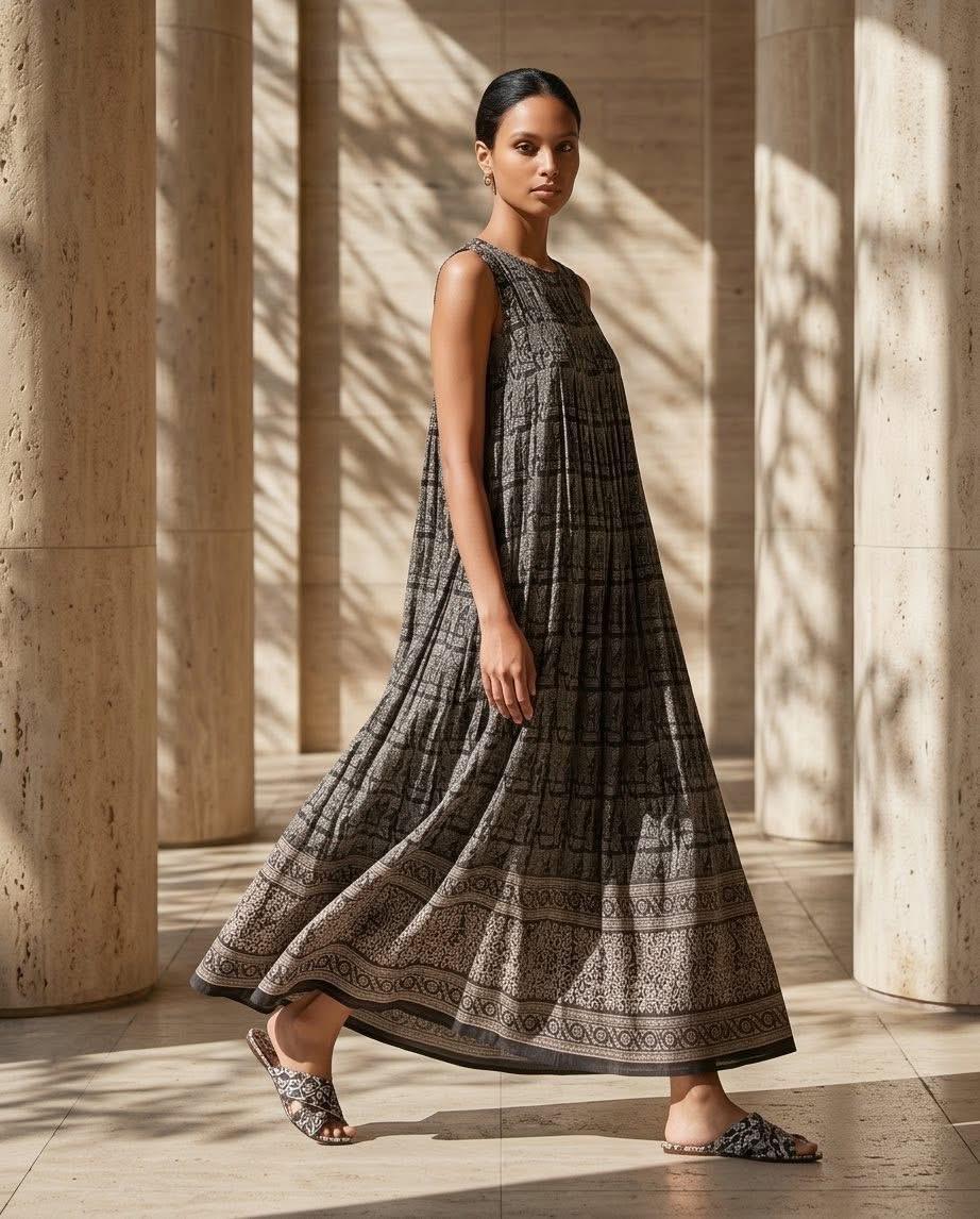 SLU hand block print maxi dress
