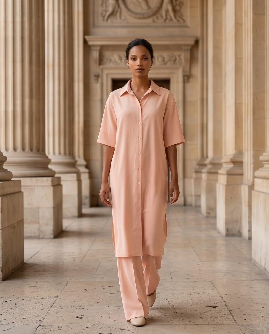 Linen co-ord set in a delicate Blush Pink