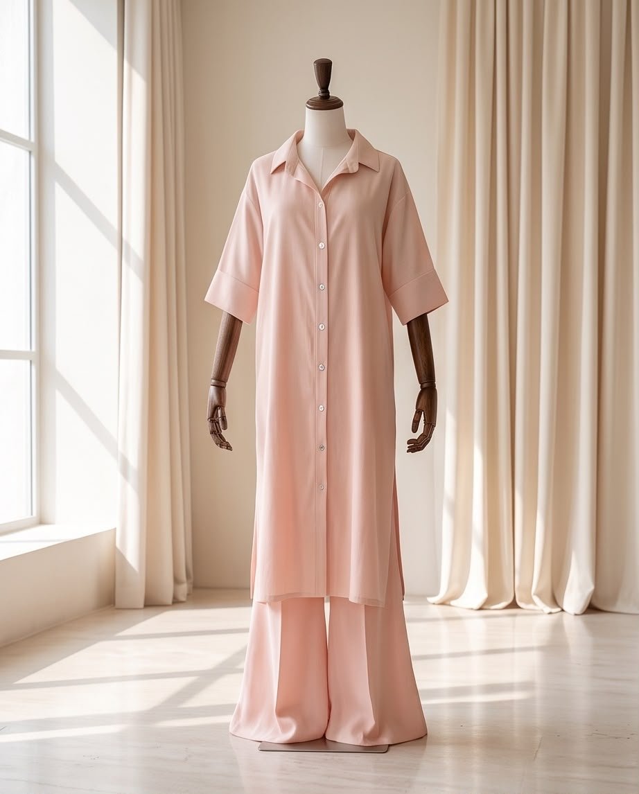 Linen co-ord set in a delicate Blush Pink